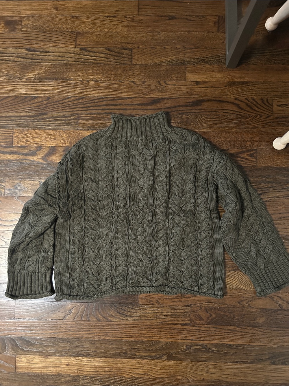 J. Crew Olive Green Cable Knit Turtleneck Sweater - Picture 8 of 8